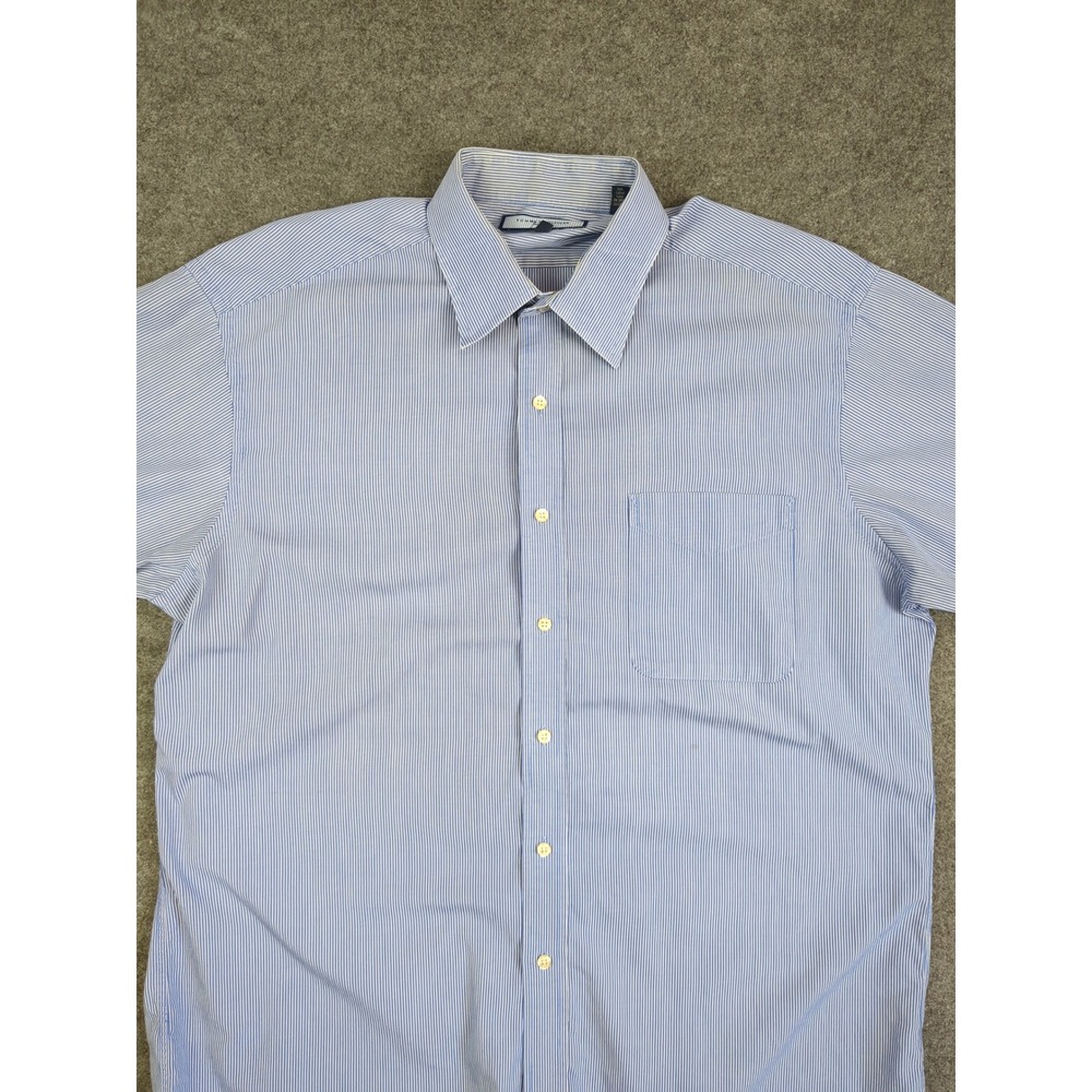 Tommy Hilfiger Ithaca Mens Blue Striped Button‎ Up Dress Shirt 16.5 34/35 L